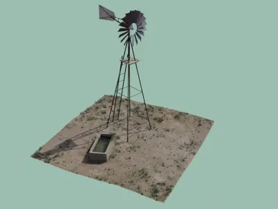 Farm Windmill Low-poly 3D model