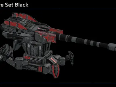 Artillery Turret Low-poly 3D model