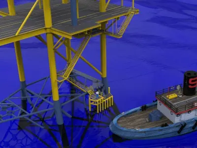 4 pile production platform Free 3D model