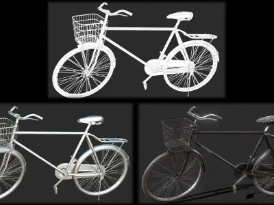 Old Bicycle Low-poly 3D model