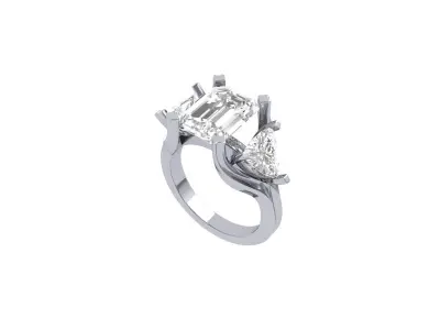 3 Stone Emerald Wedding Ring 3D print model
