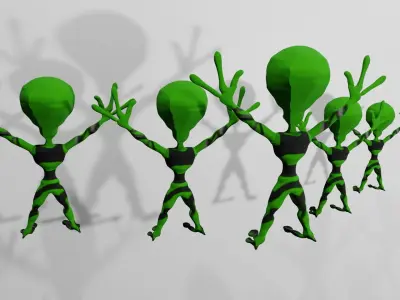 Alien Lowploy Green UFO Low-poly 3D model