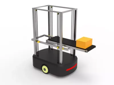 Industrial AGV Logistics Robot with Conveyor Belt 3D model