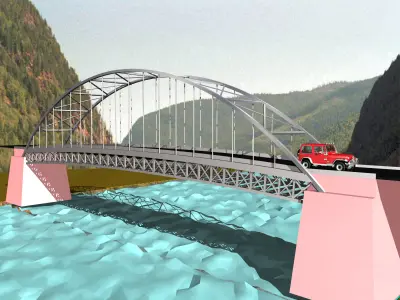 Suspension Bridge Jeep Free 3D model