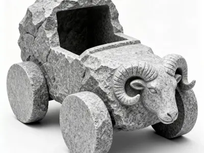 Ram-Rock Primitive Stone Vehicle 3D Model Low-poly 3D model
