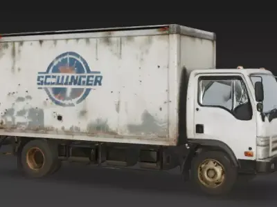 Wasteland Scavenger Weathered Box Truck 3D Model Low-poly 3D model
