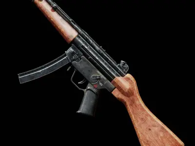 The Heckler and Koch MP5 with Wooden Details Low-poly 3D model