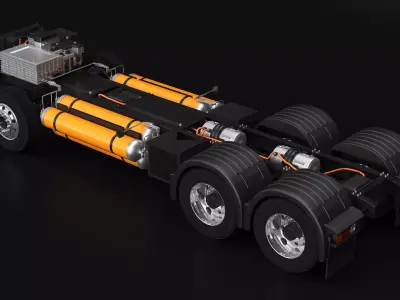 Hydrogen Fuel Cell Semi-Truck Chassis 3D model