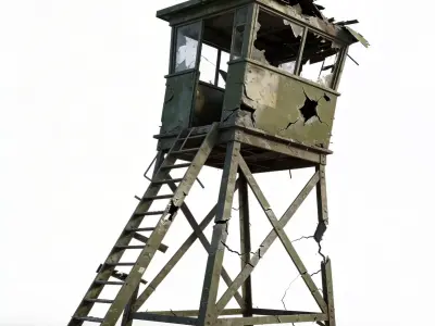 Battle Scarred Frontier Observation Tower 3D Model Low-poly 3D model