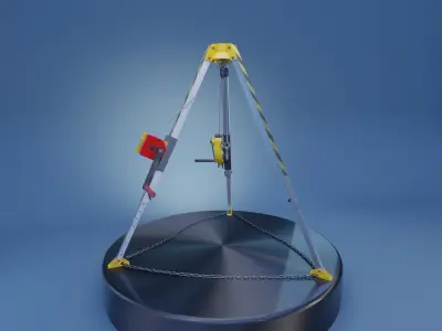 Confined Space Rescue Tripod Device 3D model