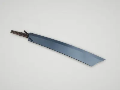 Game asset Unique Battle Blade with Leather Grip 3D model