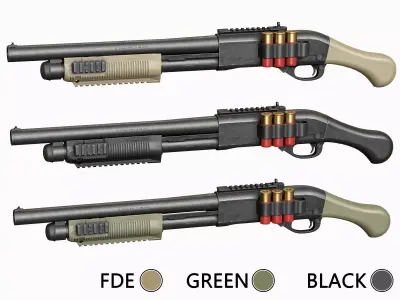 Remington 870 Shotgun Tactical Compact Low-poly 3D model