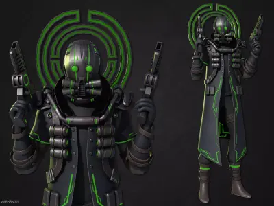 Biochemical marksman Low-poly 3D model
