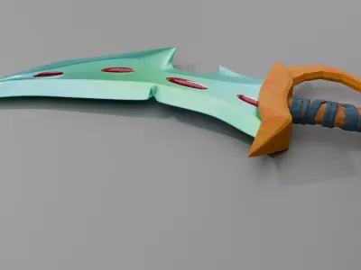 Stylized Emerald sword High poly 3D model