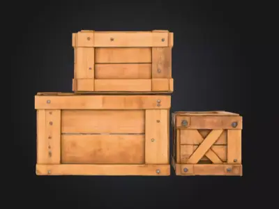 Wooden Crates Low-poly 3D model buy