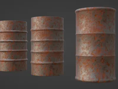 Rusty Metal Barrels 3D model
