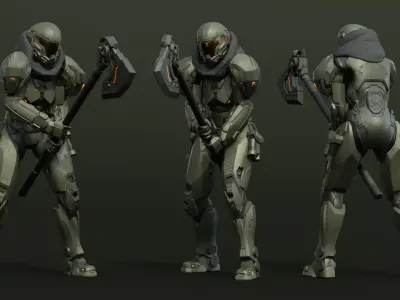 Armored Soldier Low-poly 3D model