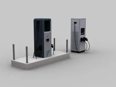 Electric Vehicle Chargers pack 3 Low-poly 3D model
