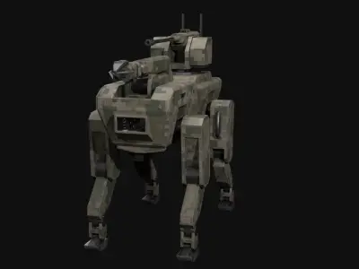 Military robot dog Low-poly 3D model