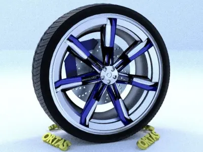 ORTAS CAR RIM 68 GAME READY RIM TIRE AND DISC 3D model