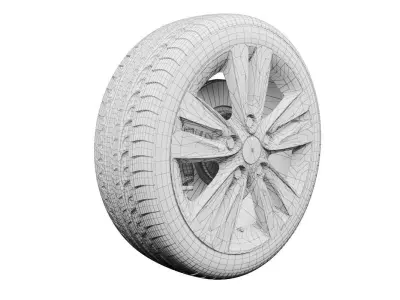 Realistic Wheel 8 tyres 3D model