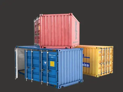 20 FT Side Opening Container Low-poly 3d model Low-poly 3D model