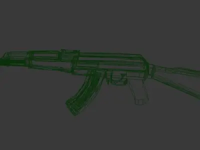 AK 47 Low Low-poly 3D model