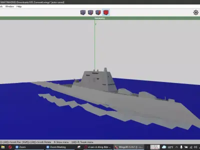ZUMWALT navy ship in water Free 3D model