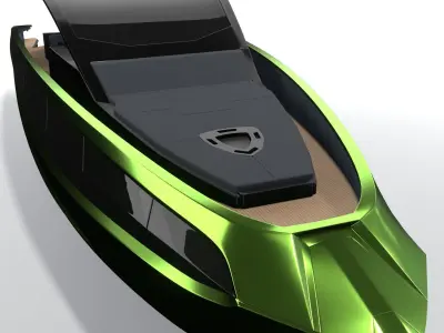 Tecnomar 63 motor yacht speedboat GREEN 3D model