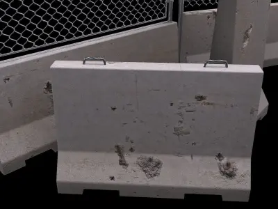 Concrete Barrier Set Free low-poly 3D model