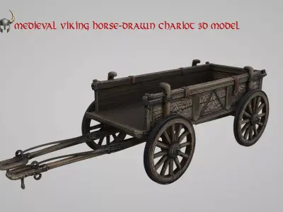  Medieval Viking horse-drawn chariot 3D model Low-poly 3D model
