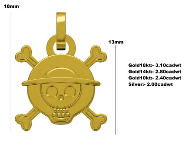 Pirate Skull Plaine Pendant 3D print model