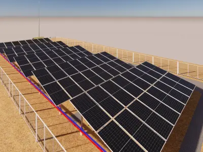50kW  Ground Mounted Solar Farm Engineering Model 3D model