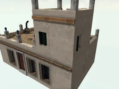 Old High-Quality 3D Colonial House Low-poly 3D model 14