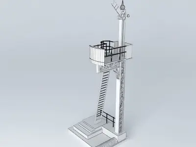 Eco Rail Track Signal Single Old Steam Days Free 3D model