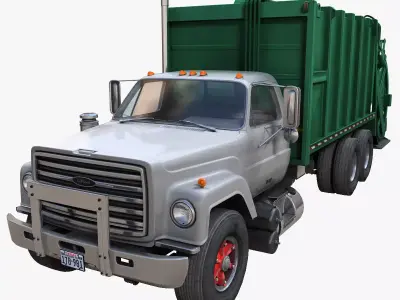 80s refuse truck Low-poly 3D model