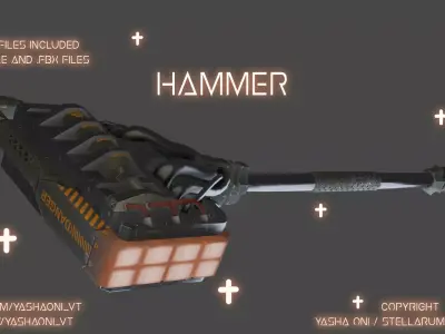 Tech Hammer  Low-poly 3D model