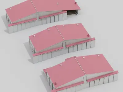 Aircraft Hangar Exterior Pack 2 Low-poly 3D model