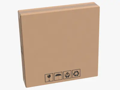 Cardboard Box 50x10x50 Closed 3D model