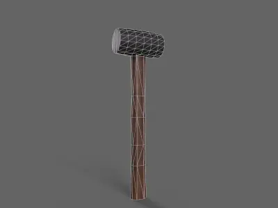 PBR Rubber Mallet Hammer Wood3 Low-poly 3D model