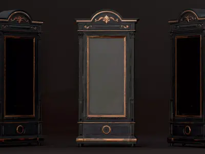 Antique Gothic Wardrobe Cabinet 3D model