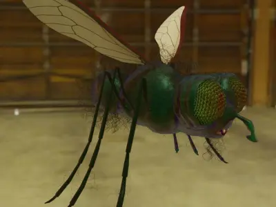 Fly-rigged bee with wings 3D model