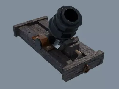 Ship howitzer cannon 64lb - 3D Model - Low-poly 3D model