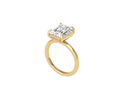 Emerald Solitaire Ring 3D print model 12