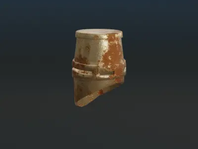 Rusted Medieval great helmet - medieval helmet Low-poly 3D model