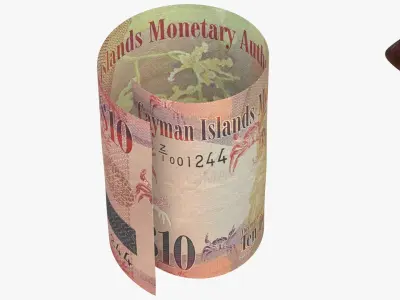 Cayman Islands British 10 Dollar Wallet Money Purse 3D model
