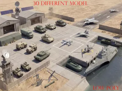 Low-Medium Poly Military Collection Low-poly 3D model