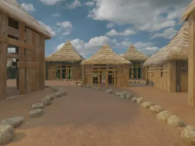 Ancient Village In Hills 3D model