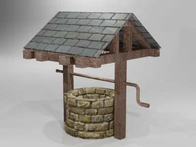 low poly water well Free low-poly 3D model purchase