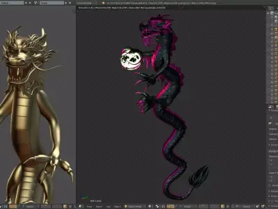 Chinese Dragon Mesh and blend file 3D model